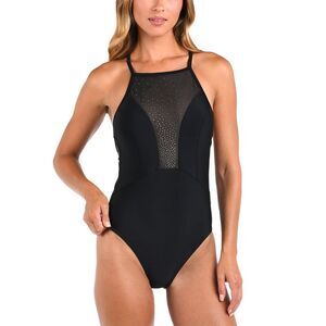 L’Agence Womens  Belle Shine High-Neck One-Piece, Black